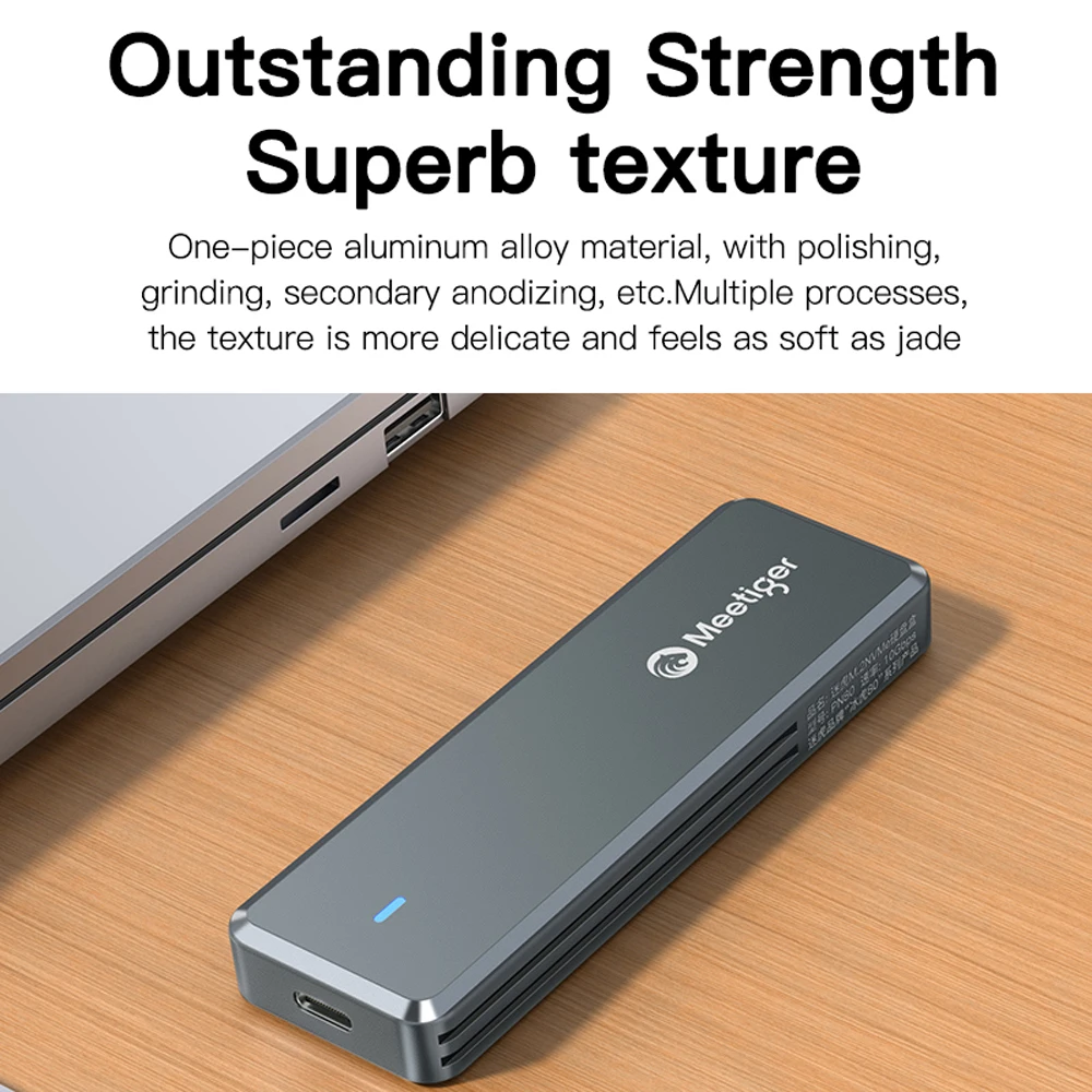 Meetiger M.2 SSD Enclosure M2 NVMe SATA SSD Adapter 10Gbps USB3.2 Type-C Aluminum M.2 External Hard Drive Case for PC Laptop