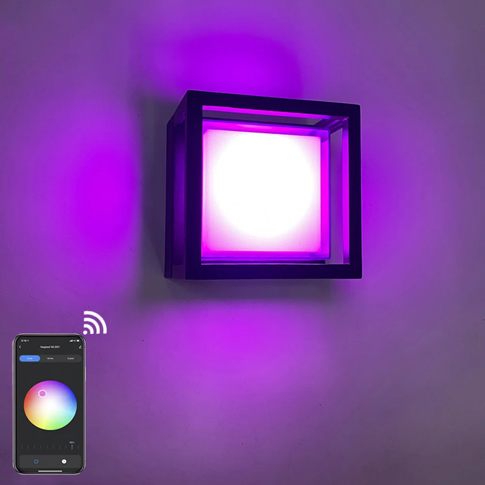 Smart RGB Remote LED Cube Wall Sconces, WiFi Wall Light, Music Sync, Lâmpadas impermeáveis para corredor, ao ar livre