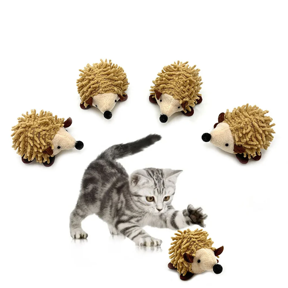 Plüsch-Katzenspielzeug, Katzen-Kauspielzeug, Igelform, Plüsch-Katzenspielzeug, Katzen-Kick-Spielzeug zum Reinigen der Zähne und Spielen im Innenbereich, Katzenspielzeug