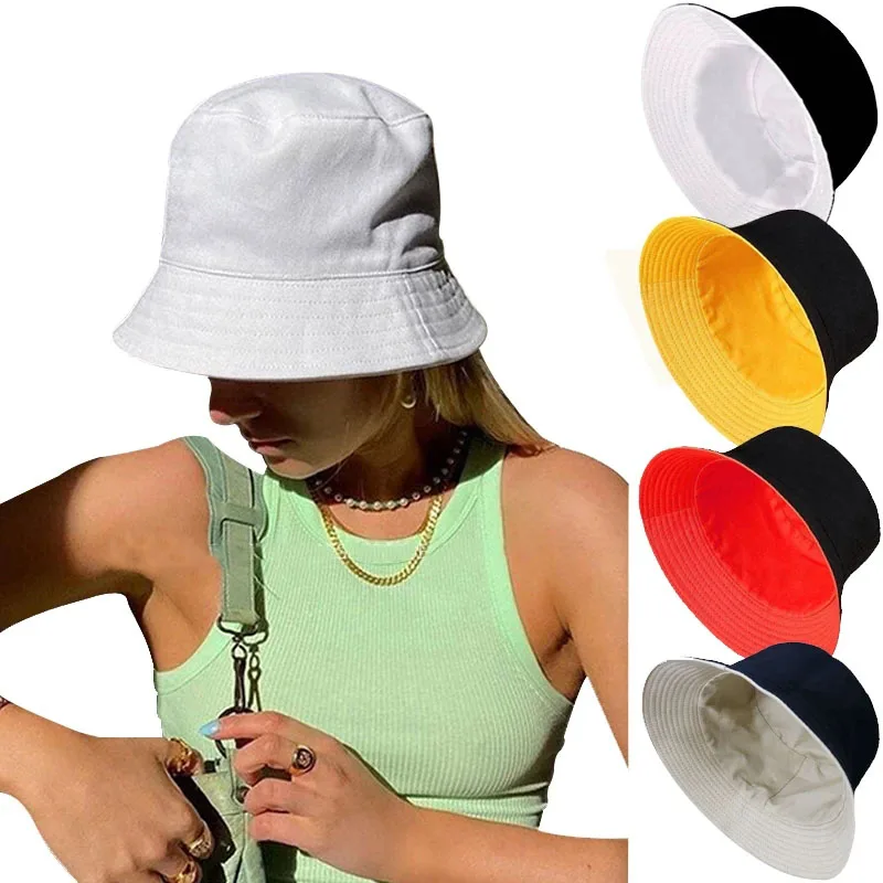 2023 New Women Bucket Hats Summer Sunscreen Panama Hat Men Soild Color Sunbonnet Fedoras Outdoor Fisherman Caps Beach Cap