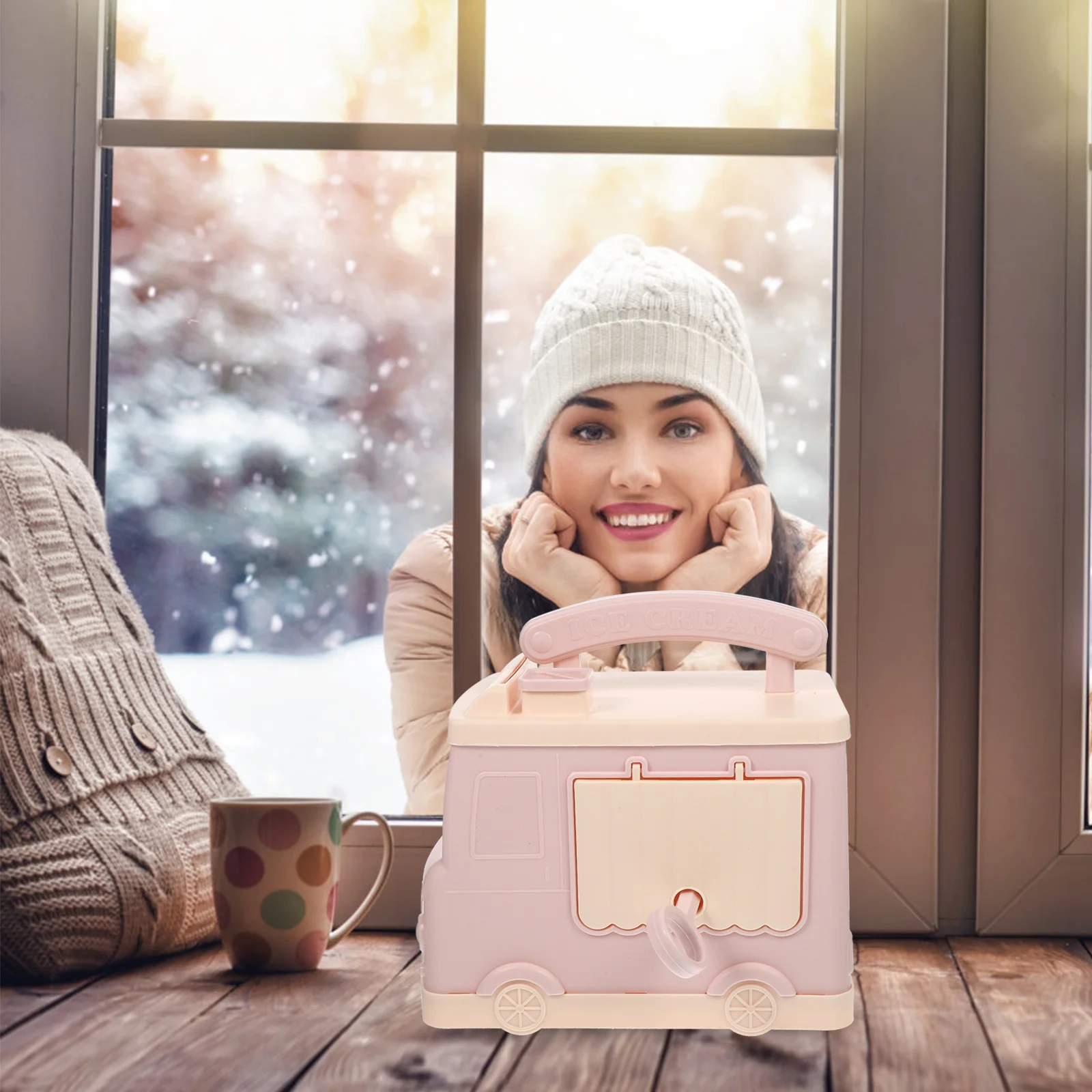 お祭りの車のデザインの貯金箱子供用落下防止子供用貯金箱かわいい漫画のコインコンテナ寝室リビングルーム用
