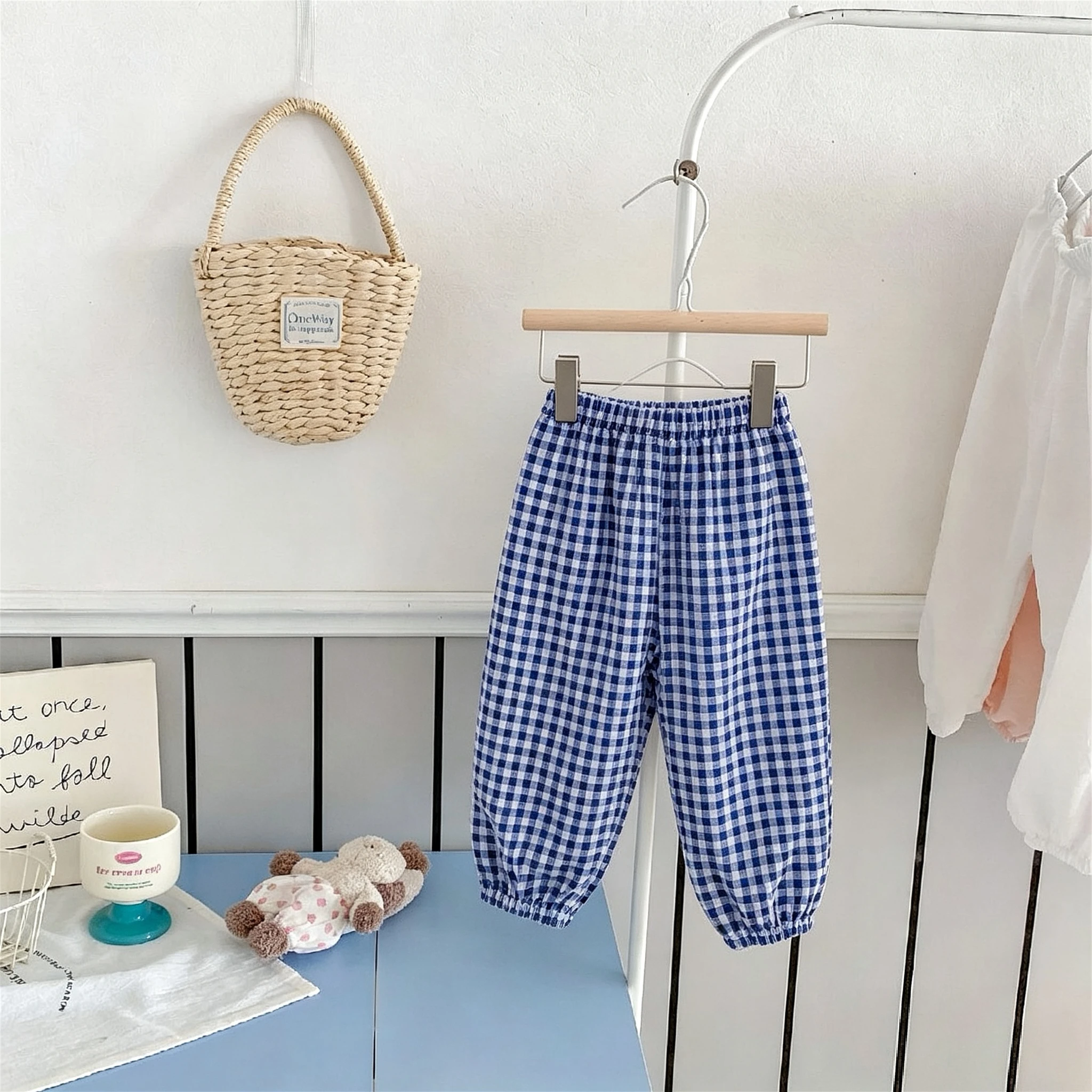 Summer Children Clothes Plaid Trousers Thin Loose Casual Long Pants Girls And Boys Korean Versatile Fashion Anti Mosquito Pants