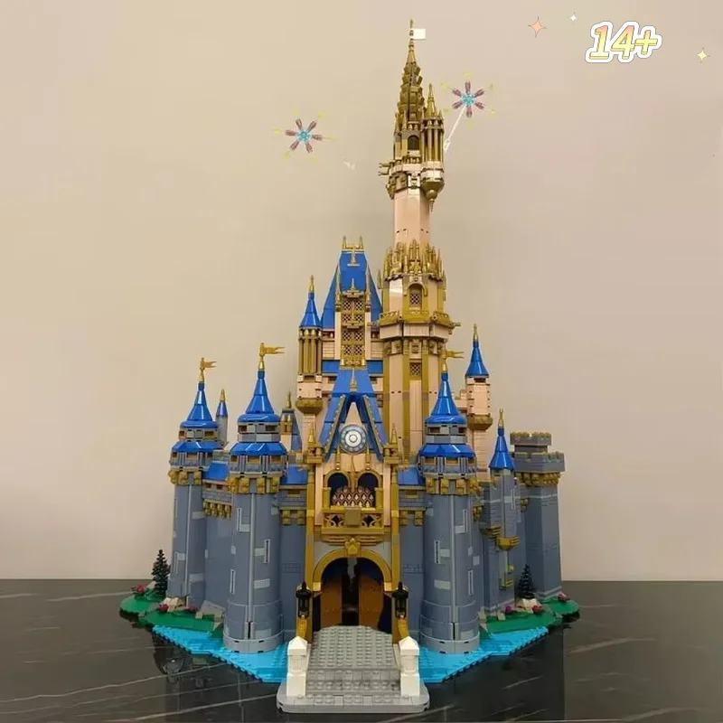 In Stock 4837pcs Large Castle Blue Yellow Architectural Building Blocks Assembly Display Models Collector Edition Birthday Gifts