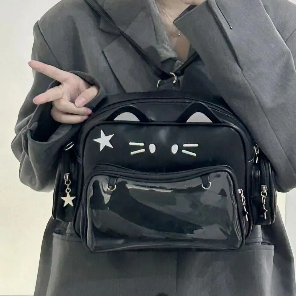 

Многофункциональный рекламный дисплей, милый кот Itabag JK Kawaii, аниме-значок, прозрачная карманная сумка для хранения, женская большая сумка из искусственной кожи