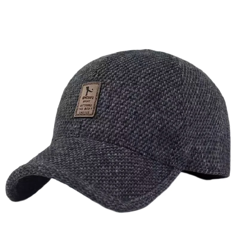 Men's Winter Fleece Lined Warm Baseball Cap, Thick Windproof Cold Resistant Ear Flap Dad Hat for Outdoor Travel Casual Wear