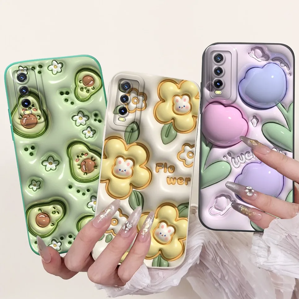 Soft Silicone Back Cover For Vivo V2027 V2028 V2029 Bumper Cartoon Panda Astronaut Pattern Etui For Vivo Y11s Y12s Y20 Y20i Y20a