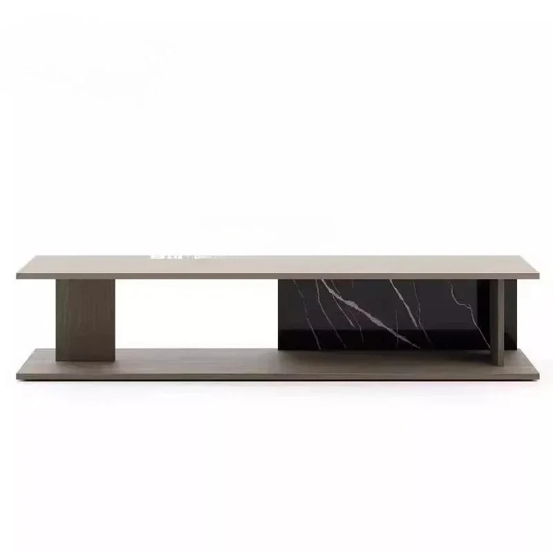 

Italian minimalist solid wood marble TV cabinet designer large flat audio-visual cabinet53