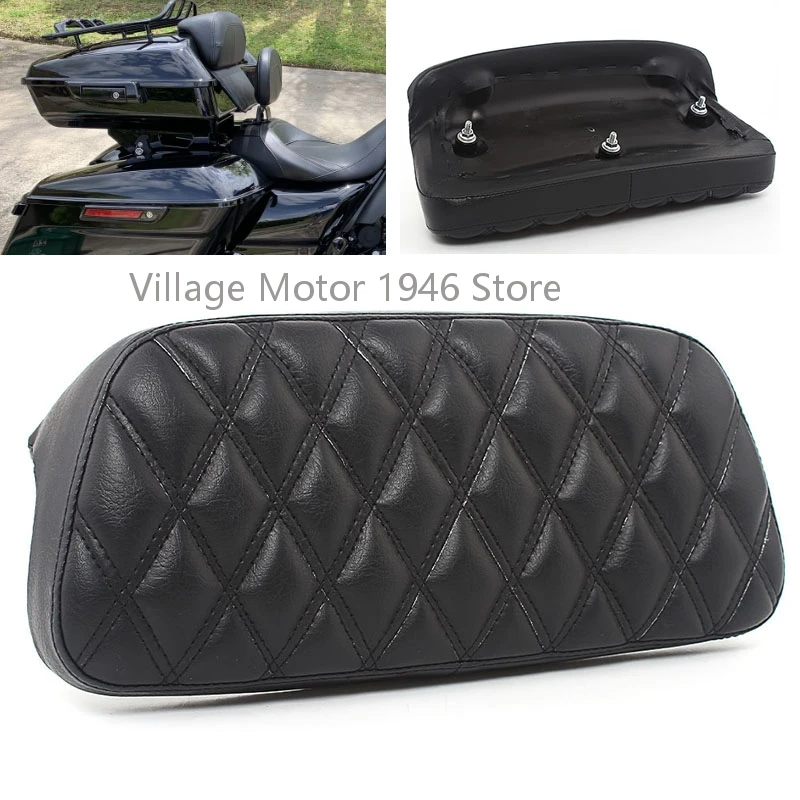 Black Leather Motorcycle Chopped Tour Pack Backrest Pad For Harley Touring Tri Glide equipped Chopped Tour Pack 2009-2022