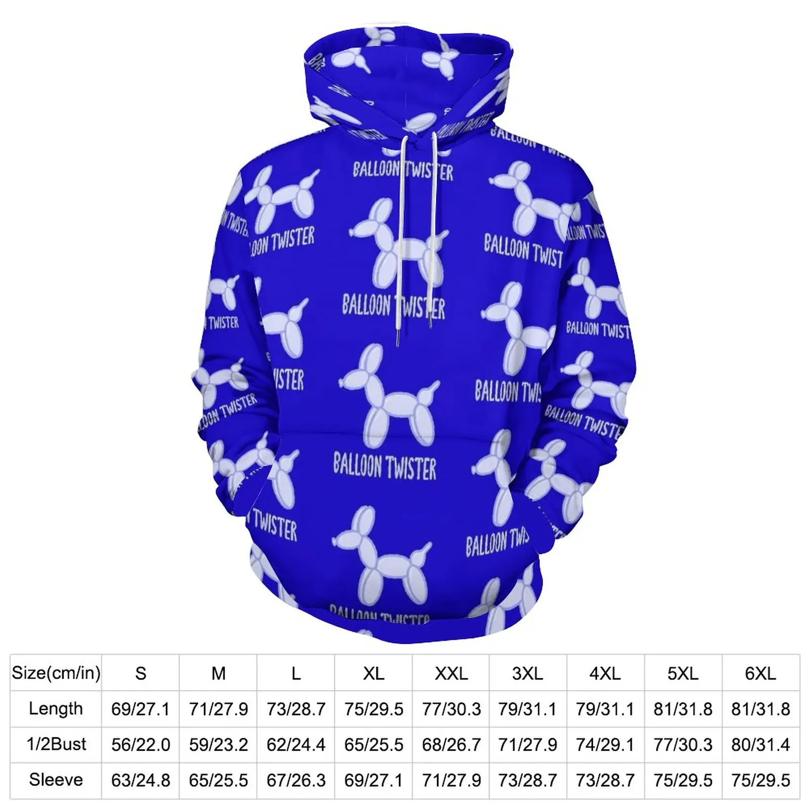 Balloon Twister Casual Hoodies Long-Sleeve White And Blue Aesthetic Hoodie Autumn Loose Design Oversized Top