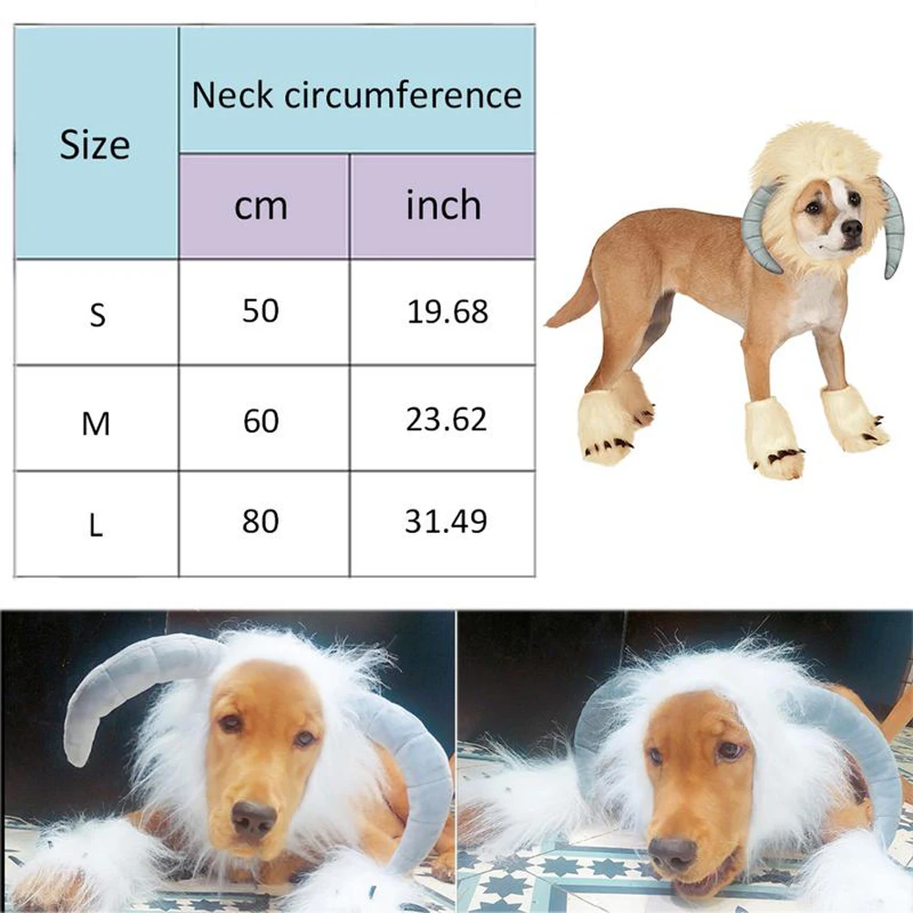 

Funny Pet Sheep Head Hat Soft Comfortable Dog Headgear Cosplay Accessory Festive Outfit Headwear Party Decoration