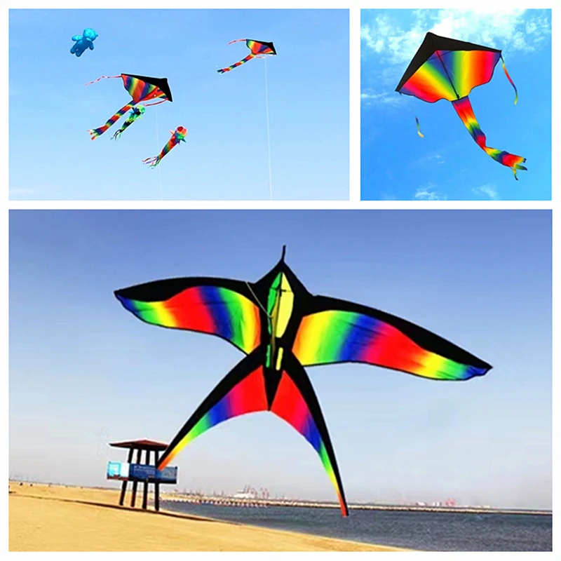 

free shipping rainbow bird kite for kids kite nylon toys flying kites children kite line Outdoor toys Power kite steering kite