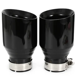1 PC Car Modified Stainless Steel Glossy Black Exhaust Pipe Universal Bevel Edeg Shiny Muffler Tip For BMW Series Mazda VW Benz