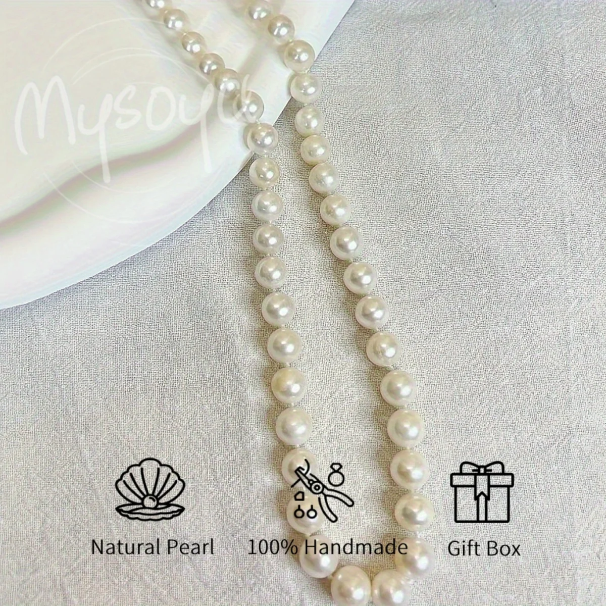 

MYSOYA 7-8 мм белая цепочка с пресноводным жемчугом АК разных размеров с подарочной коробкой ювелирные изделия ручной работы DIY подарок на день рождения и свадьбу для женщин и мужчин
