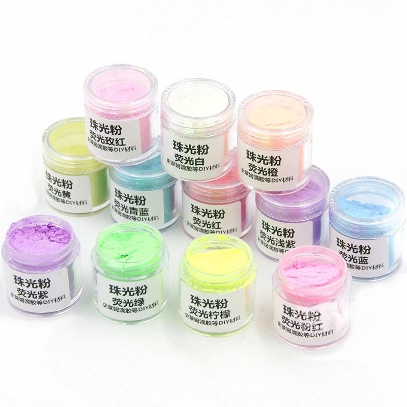 5 G/doos Fluorescerende Glitter Zeemeermin Parel Mica Poedercoating Druppel Lijm Diy Uv Gel Nagellak Verven Pigment 12 Kleur Nagel Decor