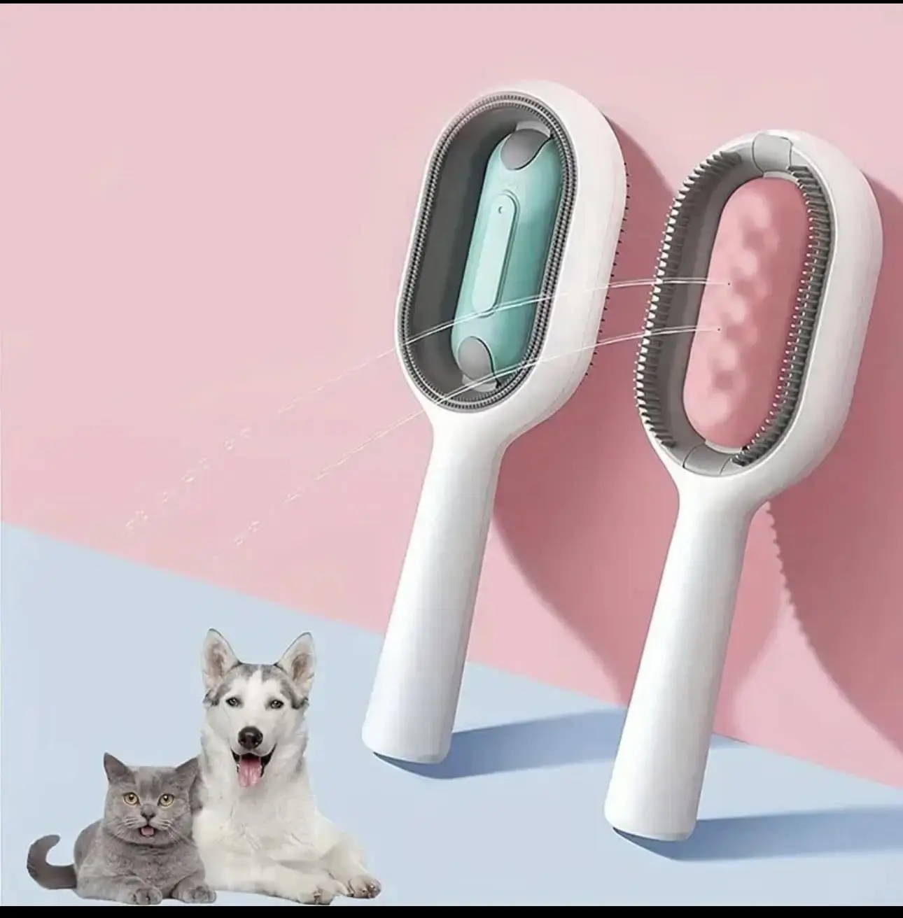 

Clean Cat Hair Removal Comb with Wipes for Dog Cat Silicone Pet Grooming Comb with Wipe and Water Tank Pet Product Accessories