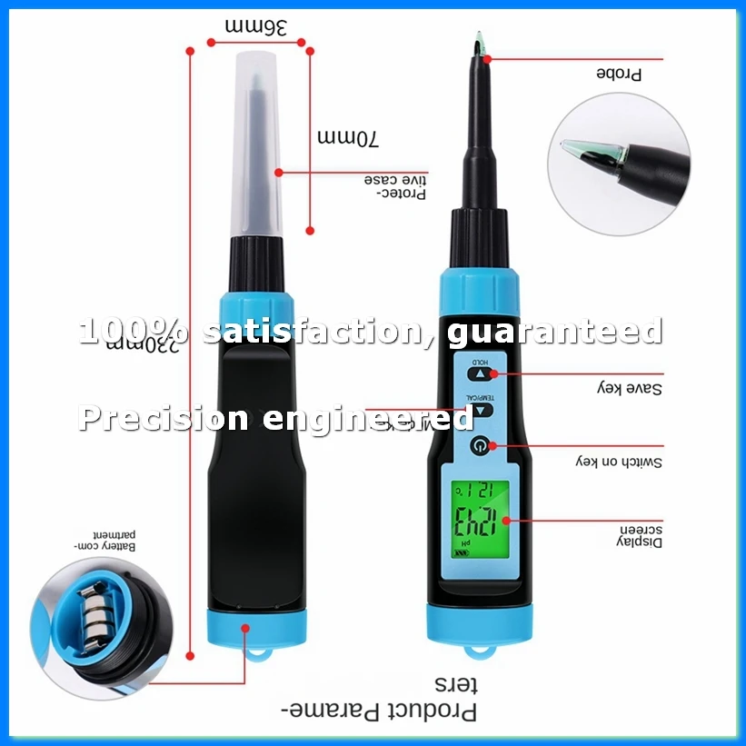Food PH Meter 0.00-14.00PH High Accuracy Temp PH Tester Sensor Acidity Analyzer for Meat Canning Cheese Dough Water A-A55K