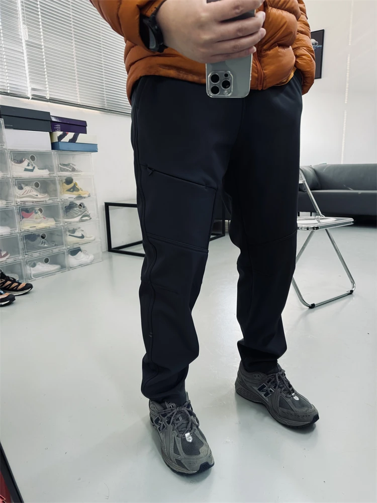 

Men's Outdoor Casual Fce Lined Straight Leg Pants Autumn Winter Windproof Water Resistant Soft ell Trousers Faionable ...
