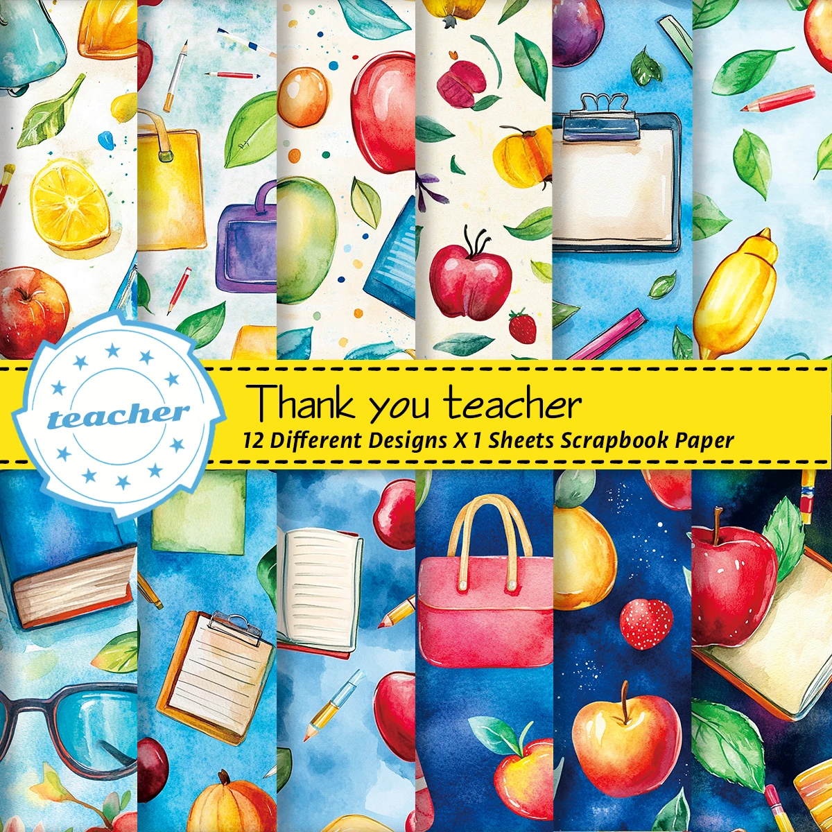 12 stücke Zurück Zu Schule Lehrer Tag Sammelalbum Dekorative Handwerk Papier Pad Für Schüler Lehrer Diy Journaling Handwerk Geschenke Verpackung