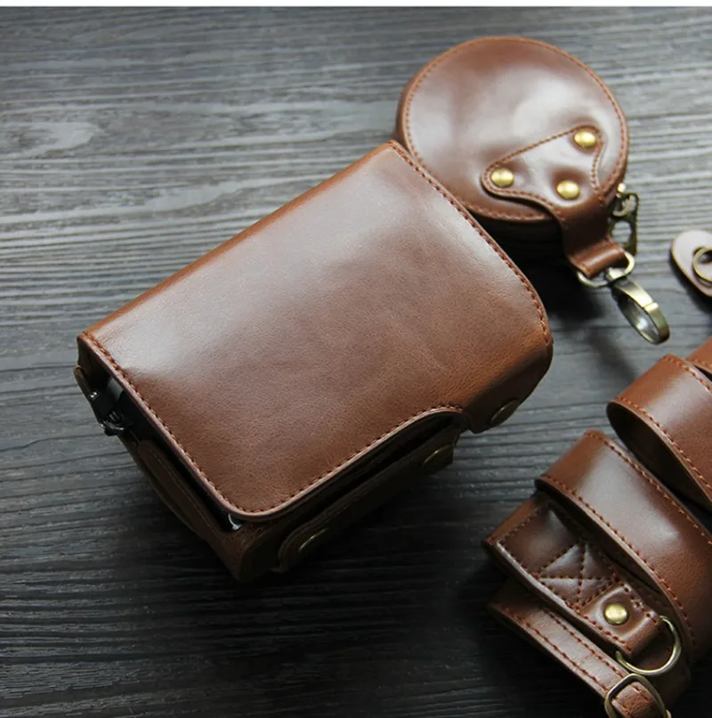 Luxury Leather Case Cover Bag for Olympus EP7 E-P7 (14-42mm Lens) Battery Openning Camera Bag