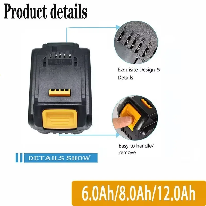 New 100% Original 20V 10000mAh for Dewalt Power Tool Battery  20V 12.0Ah 8.0Ah 6.0Ah  Battery DCB204-2 DCB205