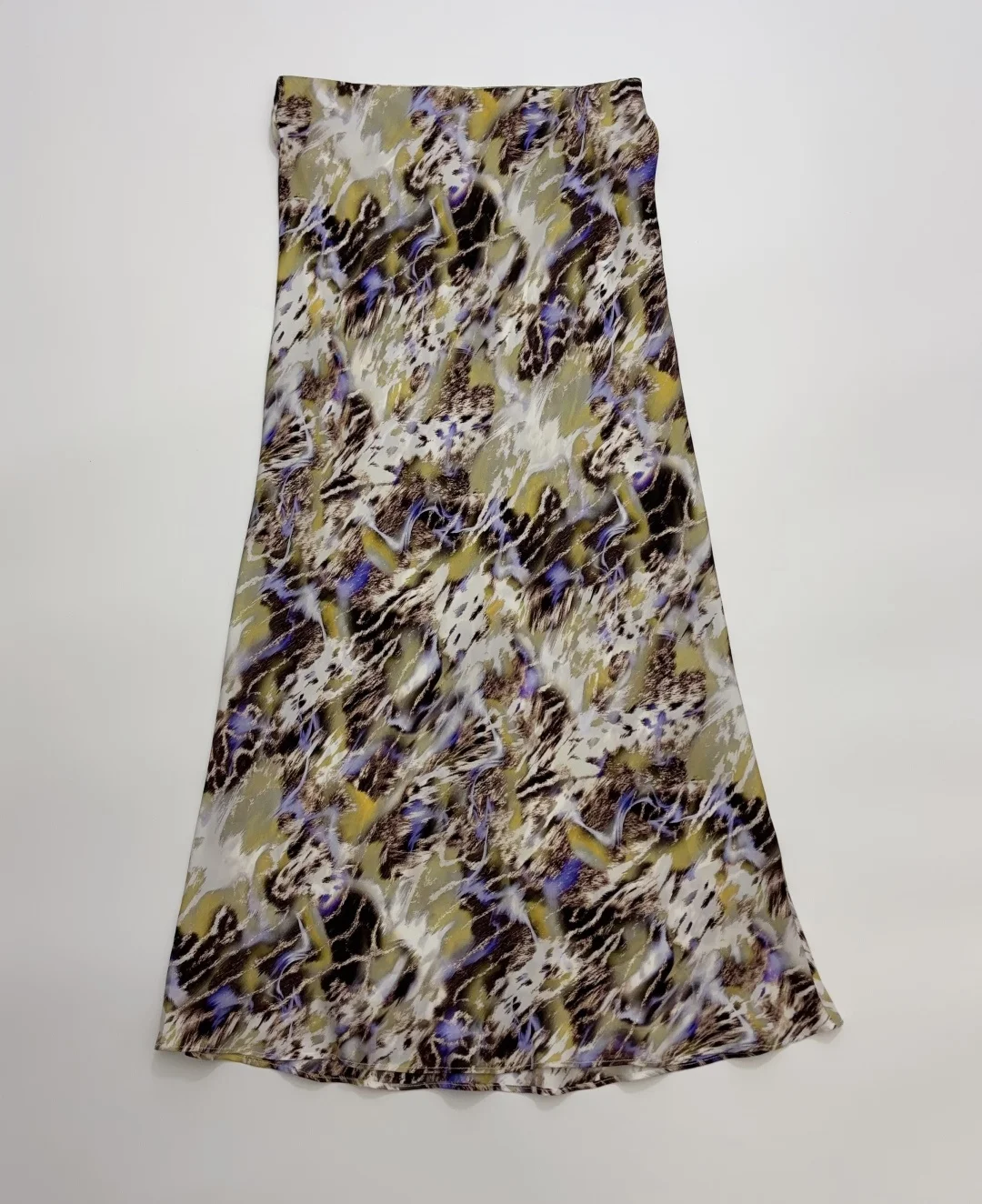 2026 Women Leopard Print Long Skirt 100% Silk Elastic Waist A-Line Vintage Slim Skirt