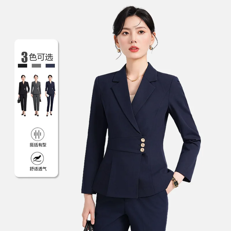 

Элегантный женский костюм, весенне-осенний элитный костюм для менеджера отеля, официальная рабочая одежда для делового приема, профессиональная интервью W