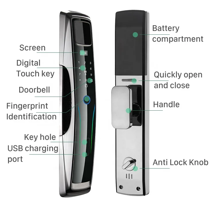 Handaily-Serrure de porte intelligente sans clé, corps de serrure, empreinte digitale à mot de passe, batterie au lithium 6068 mAh, 4200