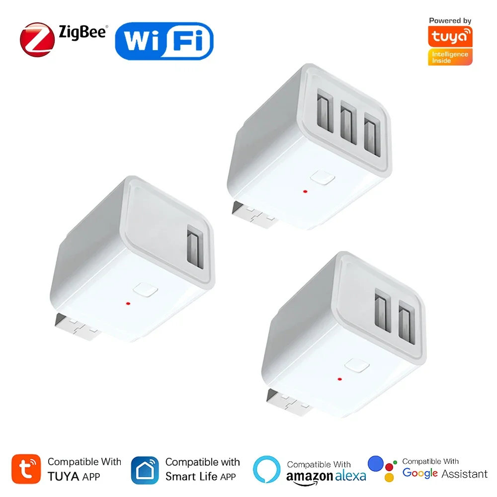 

WiFi/Zigbee Smart USB Adapter Plug 1/2/3 Gang Smartlife APP Timing DIY ON/OFF Controller Works with Alexa