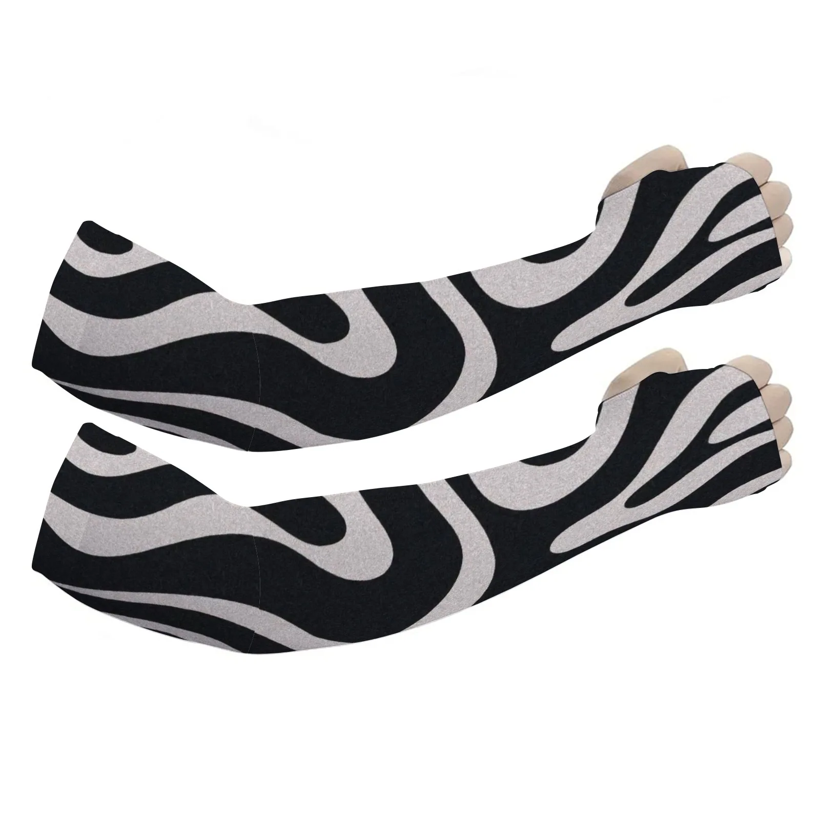 Customizable Stylish Zebra Pattern Stretchy Comfortable Ice Sleeves – Sun - Protective, Breathable & Quick - Dry for Outdoor Fun