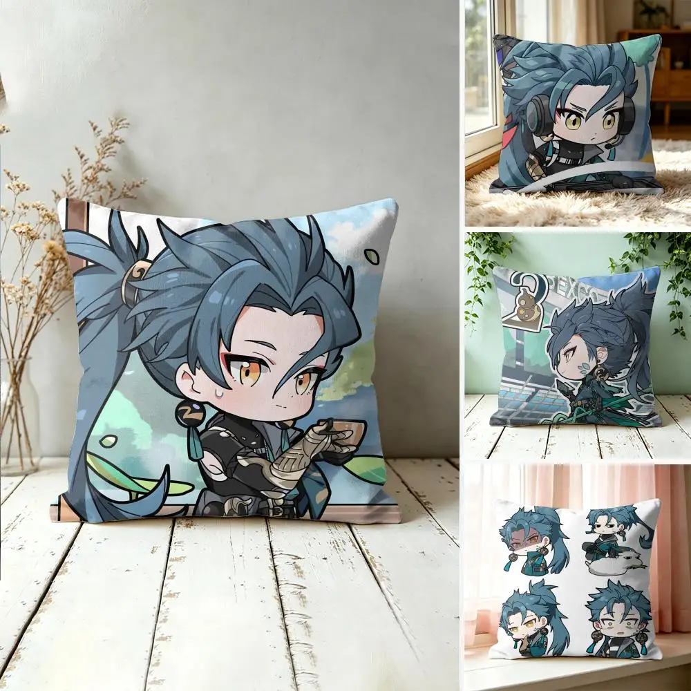 Ji Yan Cute Wuthering Waves Cushion Cover Square Short Plush Pillow Case Living Room Sofa Home Decor Funda 40X40