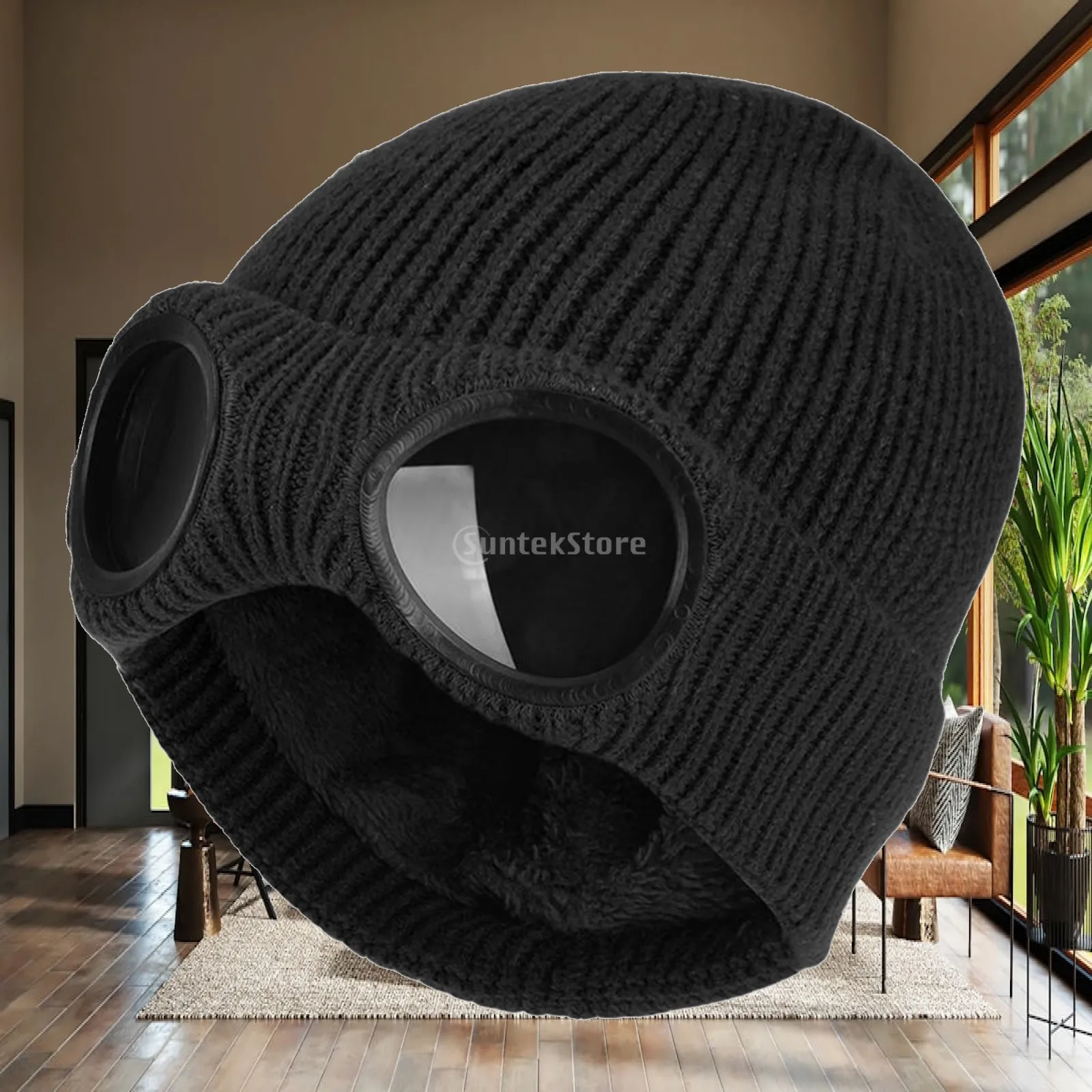 Fashion Thicken Winter Hats for Women Men Knit Beanie with Glasses Soft Plush Windproof Outdoor Sports Snow Skiing Cap Warm
