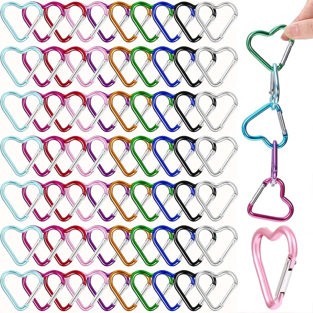 6~48Pcs Heart Shaped Carabiner Clips – Wire Gate Spring Snap Hooks for Keys, Backpack, Purse, Camping Gear & Daily Organizer TMZ