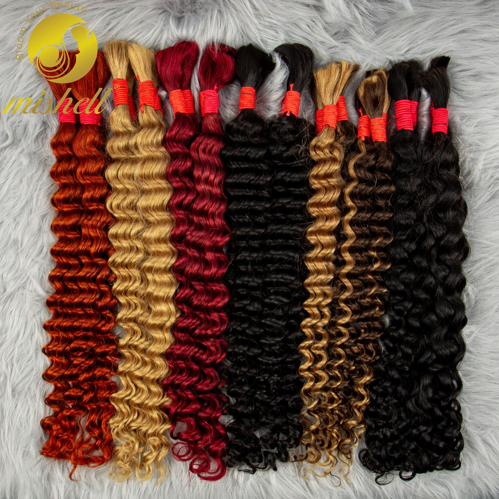 20 22 Inch No Weft Deep Wave Braiding Human Hair Bulk Curly Braiding Hair Bulk Human Hair Extensions Full Ends for Boho Braids