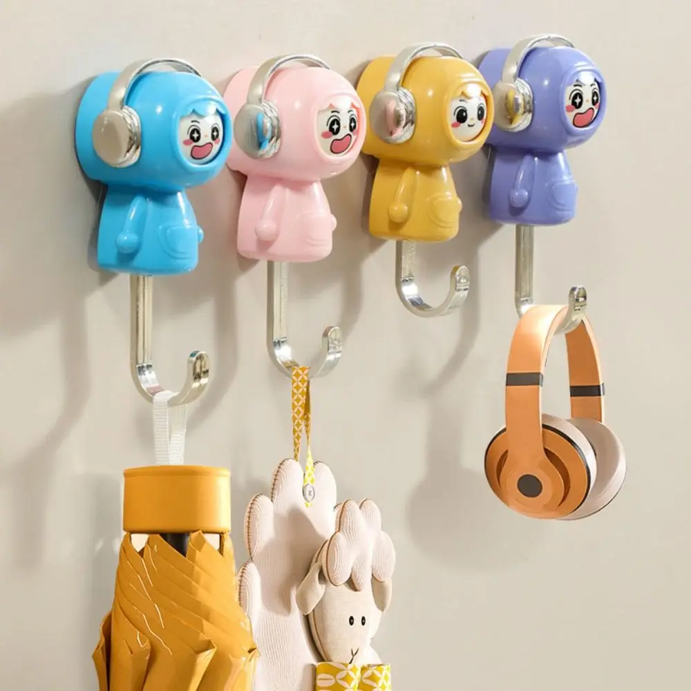 

Cartoon Design Face Changing Hook Cute Style Waterproof Decorative Hooks No Hole Moisture-proof Organization Hooks