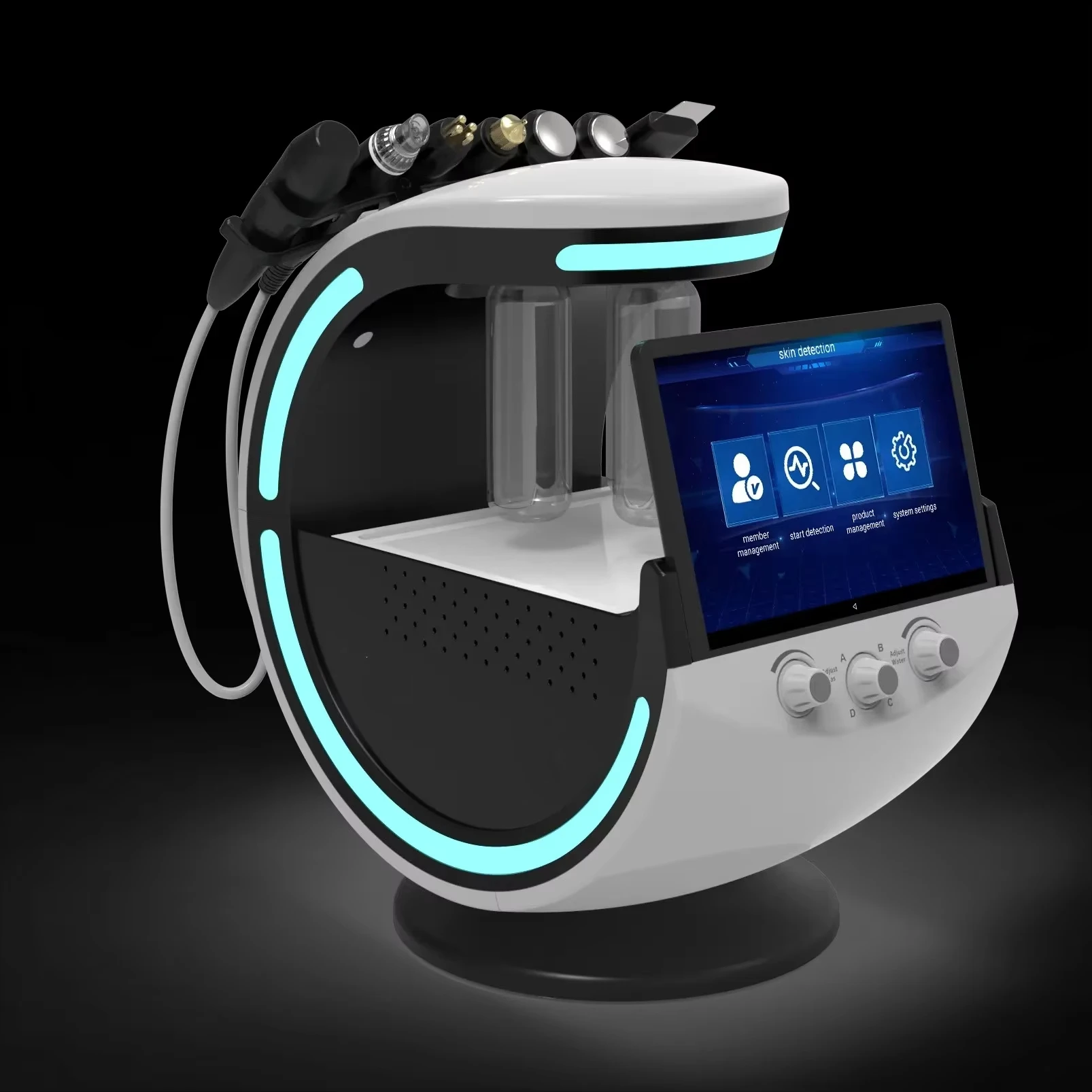 Smart Ice Blue Facial Skin Analysis Machine 7-in-1 Ultrasonic Rejuvenation Water Microdermabrasion Facial Machine