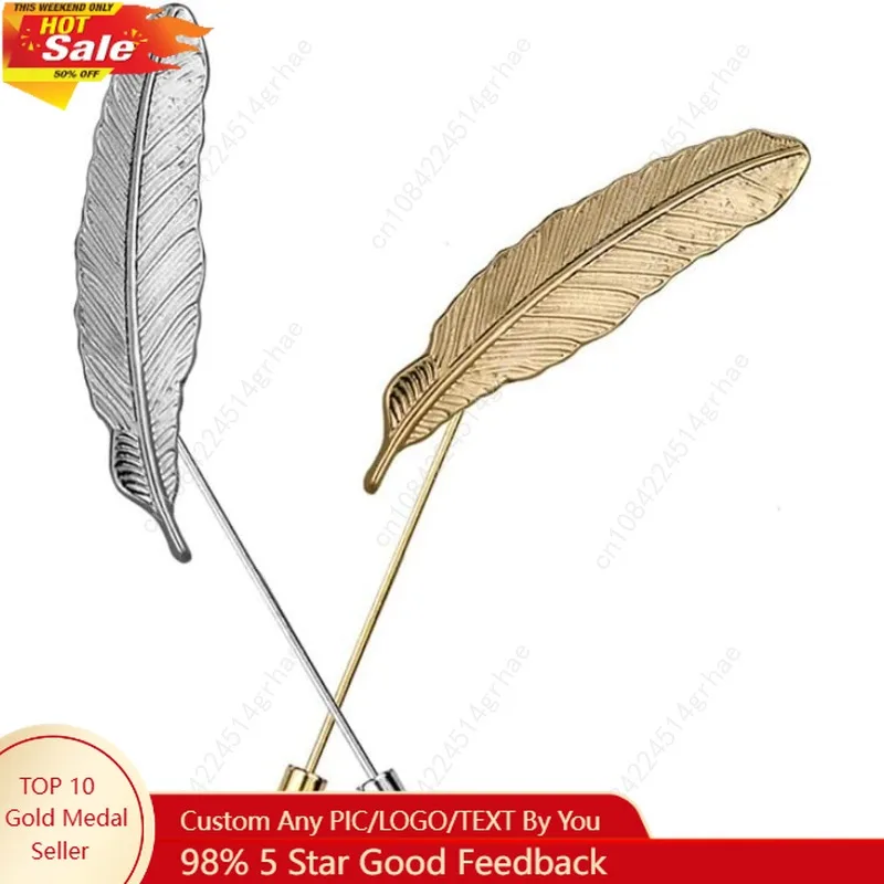 

Man Brooch Pin Lapel Stick Pin Suit Tie Feathers Vintage Leaves Brooch Badge JA96