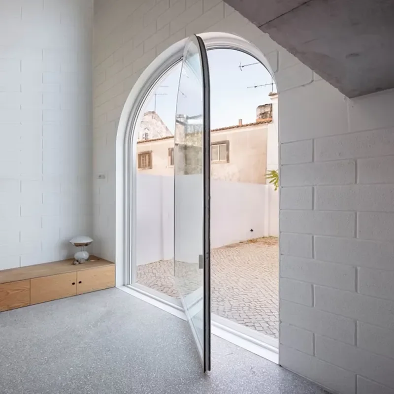 360-degree Glass Spring Floor Pop-up Door for Shops Arched Pivot Door Clothing Store