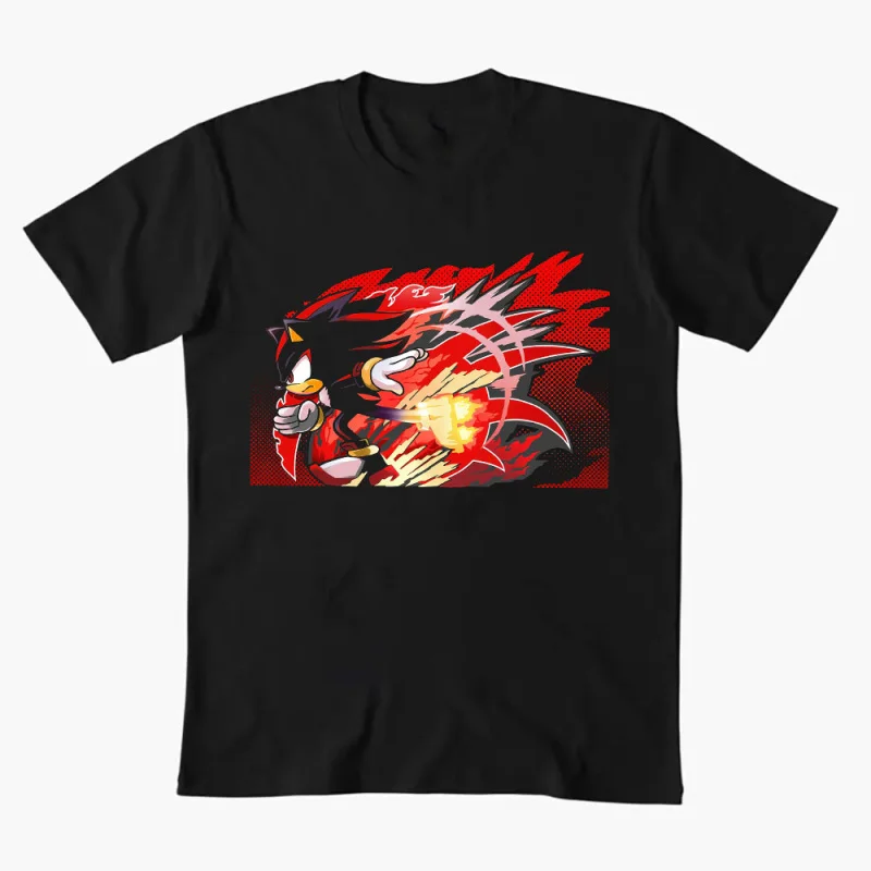 

Shadow's Crimson Energy Sonic Shadow The Hedgehog Character Anmie Graphic T-Shirt Y2K clothes Cute Cartoon print All size top