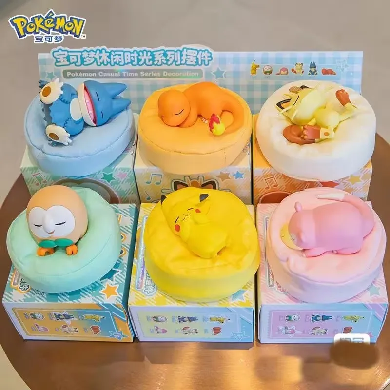 Genuine Pokemon Figurines Dream Series Pikachu Figures Meowth Kawaii Slowpoke Model Rowlet Charmander Action FigureGonbe Figures