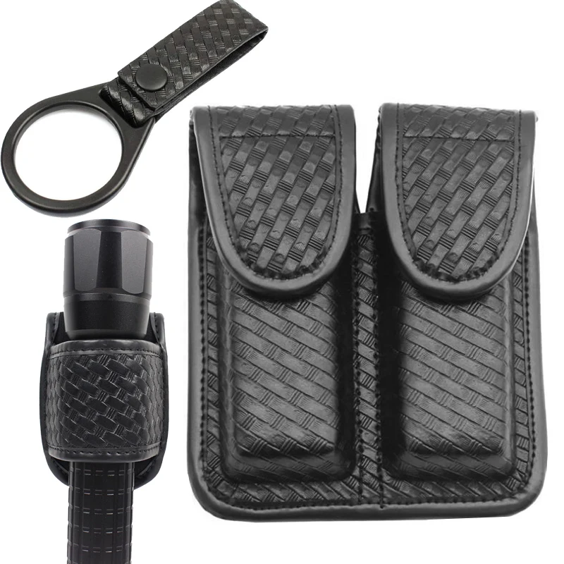 Funda Táctica Doble para Cargadores de Pistola G17 G19 92fs H&K Ruger, Bolsa de Nylon para Cargadores de Pistola con Correa de Anillo para Linterna