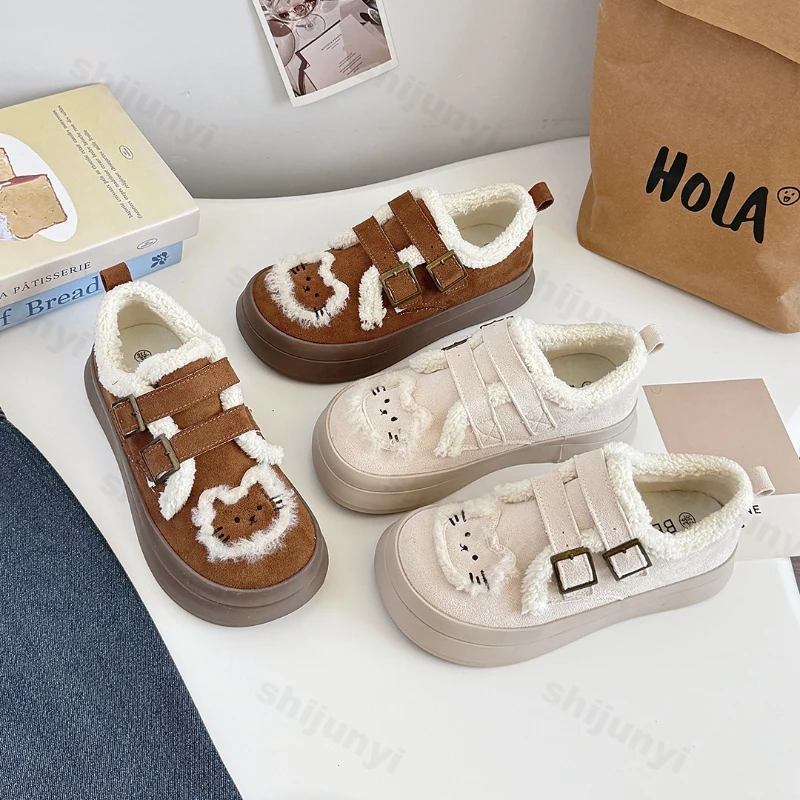 

Женские кроссовки на платформе, осень 2023, новые нескользящие милые туфли для доски, удобные модные хлопковые туфли с пряжкой на ремне