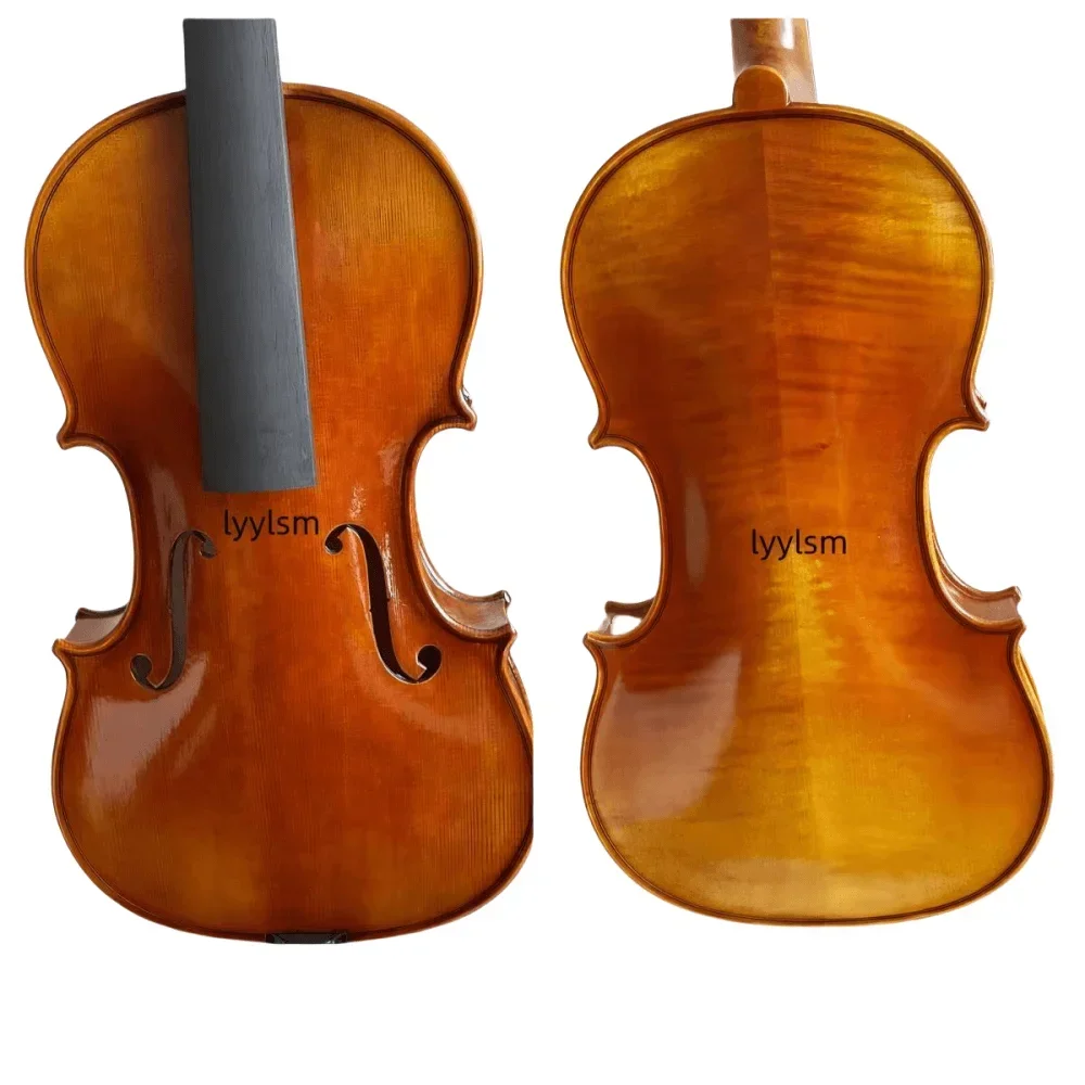 

Handmade Violin With Nice Sound Flame Maple Sides Spruce Face Ebony And Brazil Wood Bow Premium Quality Musical Instrument