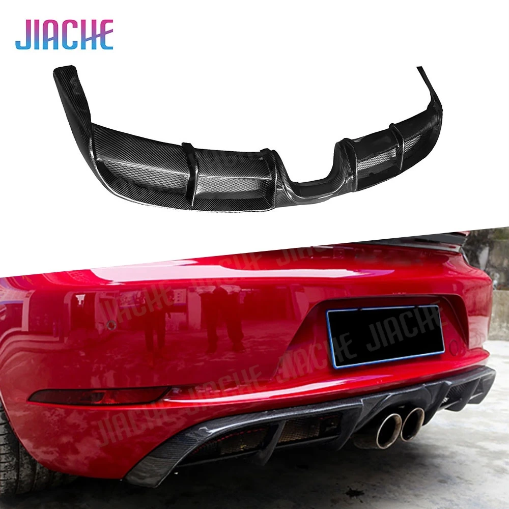 

For Porsche Cayman Boxster 981 2013 2014 2015 Real Car Carbon Fiber Trunk Bumper Rear Lip Diffuser Splitter Protector Cover