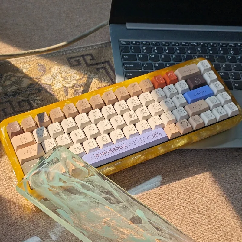 Wireless Keyboard Kit Custom Tri Mode Resin Colorful Flowing Light Shell Ergonomics RGB 68 Keys Mechanical Keyboard Accessories