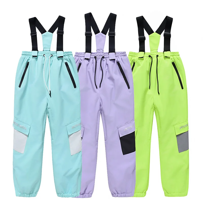 Winter Waterproof Girls Snowboard Pants Thick Warm Sport Hiking Boys Skiing Trousers Outdoor Mountain Chilldren Snow Clothes