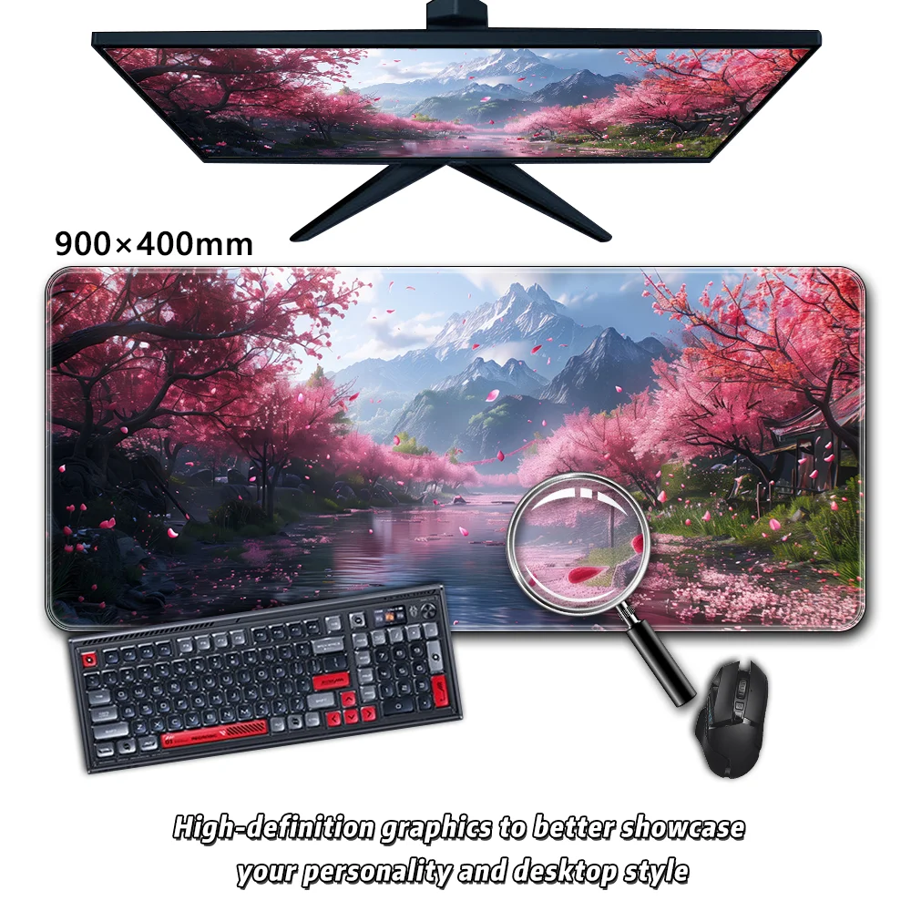 Beautiful Spring Cherry Blossoms Japanese Personalized Female Pattern Mouse Pad Desktop Pad Keyboard Pad