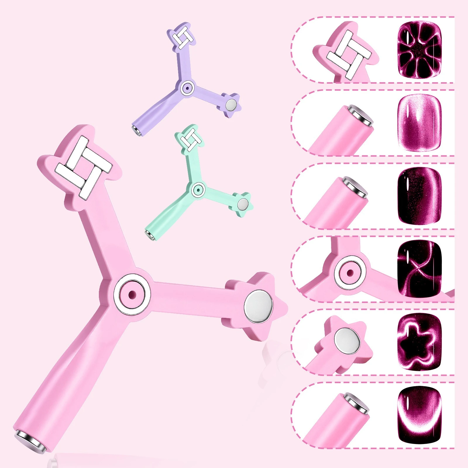 4In1 Nail Art Magnet Featuring Fancy Design Multifunctional Glass Beads Cat Eye Nail Polish Gel Magnetic Stick With Strong Magne