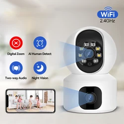 1080P Dual Lens WiFi Camera Smart Dual-Screen Baby Monitor Night Vision Tracking Detection Home Secuiryt Video Surveillance Cam