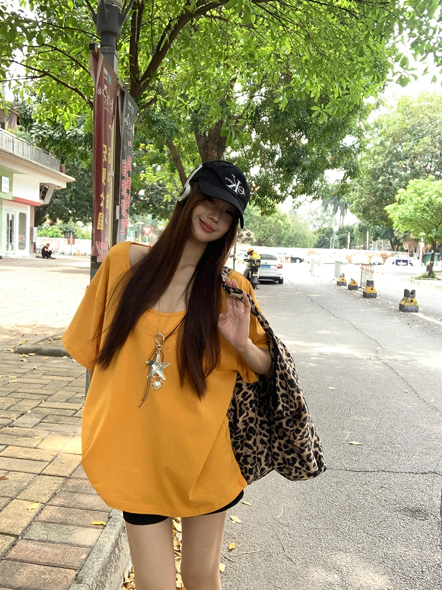 تي شيرت نسائي فضفاض بأكمام قصيرة من القطن، تصميم عصري مريح وقابل للتنفس لفصل الصيف، نمط G #3