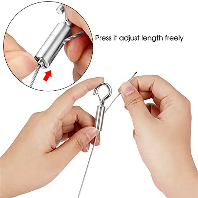 AB13-Adjustable Picture Hanging Wire 4PCS Mirror Frame Kit 2M X1.5Mm Heavy Duty Stainless Steel Wire Rope